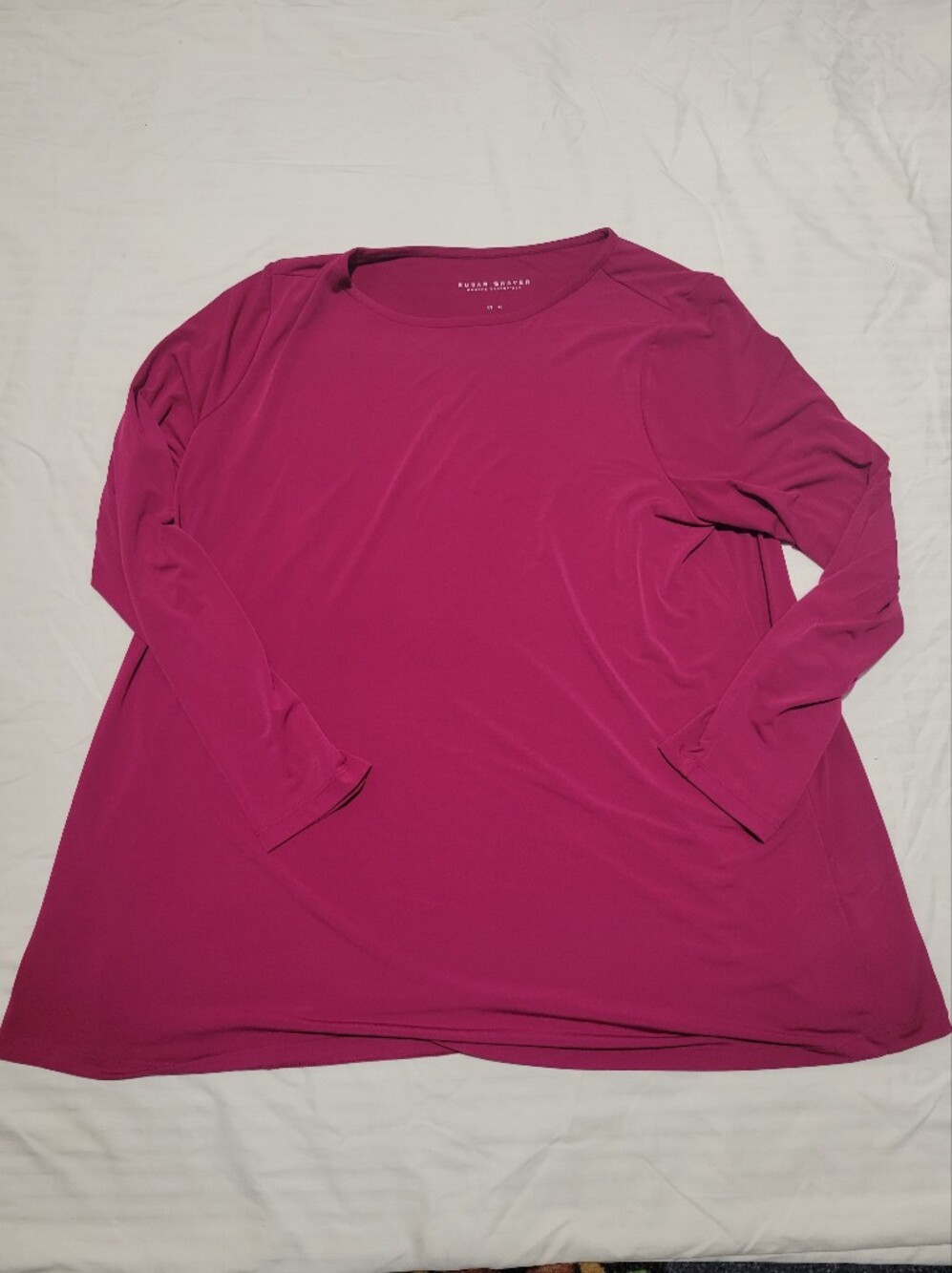 Susan Graver Long Sleeve Scoop Neck Top - Magenta